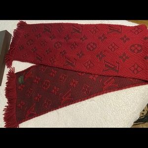 Louis Vuitton logomania ruby red scarf